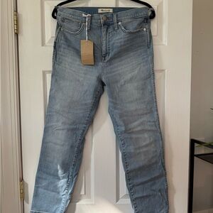 NWT Madewell Stovepipe High-Rise Denim Cropped Blue Jeans, Size 28